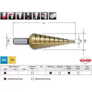 image of RUKO A101126TRO Step drill bit set HSS