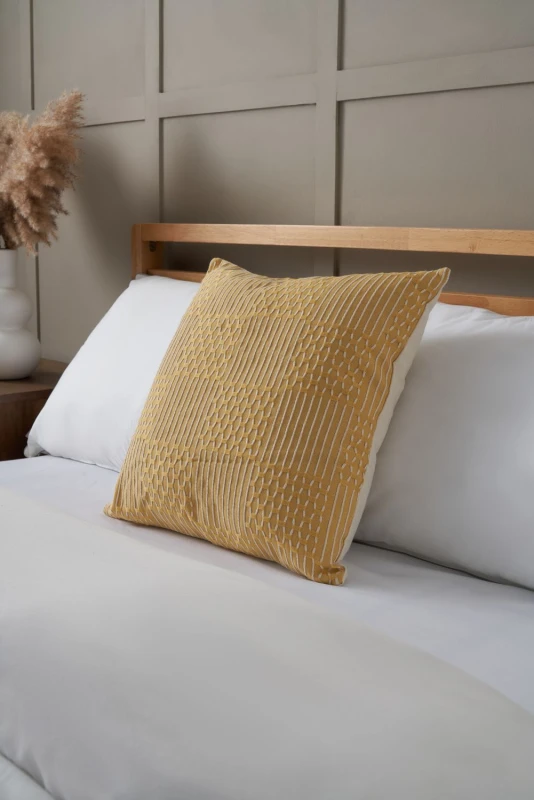 Image of Bhs Cross Check Cushion Yellow
