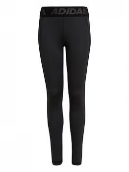 Image of adidas Junior Girls Techfit Legging - Black White, Black/White, Size 14-15 Years