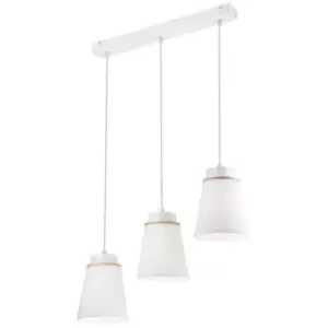 image of Lamkur Lighting - Agustino Bar Pendant Ceiling Light, Fabric Shade, White , 3x E27