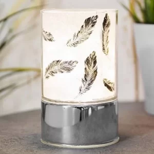Image of Glass Black Feather Design Tube with LEDs 9 x 15cm