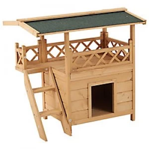 Image of PawHut Cat House Natural 500 mm x 770 mm x 730 mm