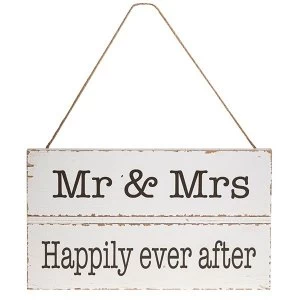 image of Homestyle Hanging Wood Plaque Mr & Mrs