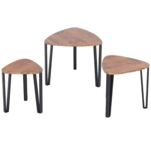 Image of HOMCOM 3 PCs Stackable Coffee Table Set Accent Furniture MDF Steel Frame Walnut