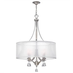Image of 4 Light Multi Arm Ceiling Pendant Chandelier Brushed Nickel, E14