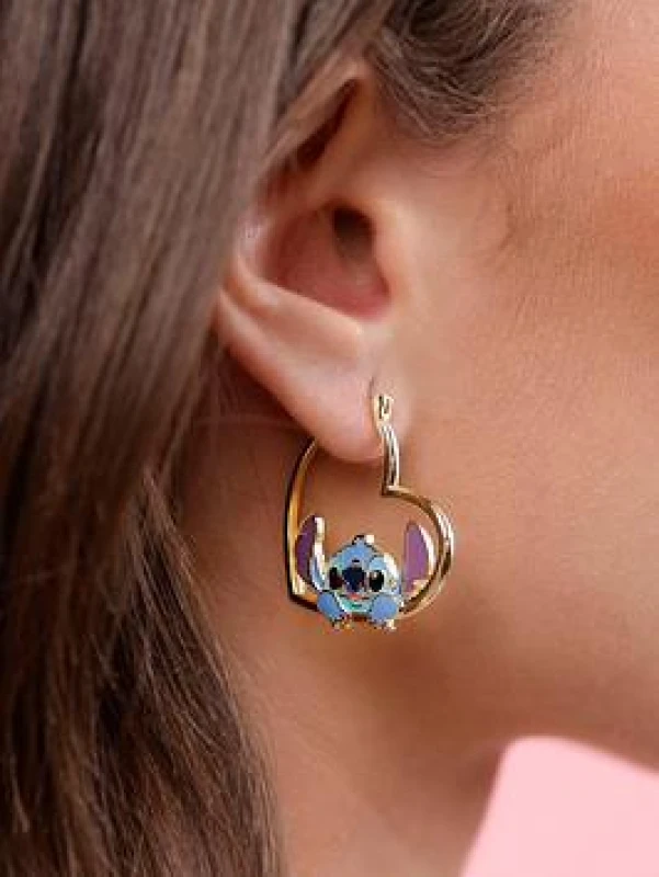 Image of Stitch Love Heart Huggie Earrings
