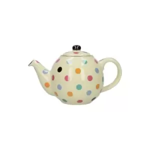 image of Globe 2 Cup Teapot Ivory Multi Spot - London Pottery