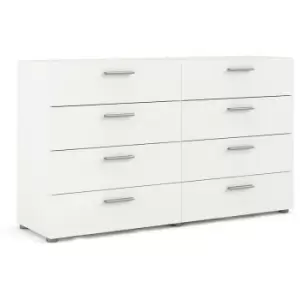 image of Pepe Wide Chest of 8 Drawers (4+4) in White Woodgrain - Ash White