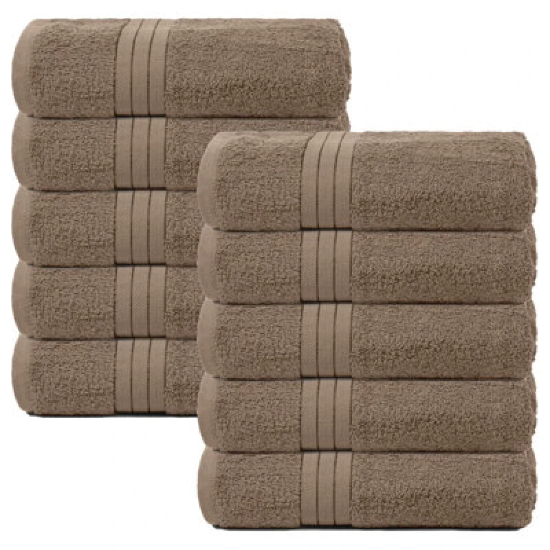 Image of OHS OHS 10 Pack of 100% Cotton Bathroom Bath Towel in Light Beige Light Beige Bath Towel Unisex 5027434202911