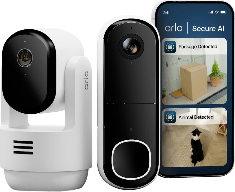 Image of Arlo Essential E3 PTZ INDOOR 2K & DOORBELL HD Bulb IP Smart Home Security Camera - White