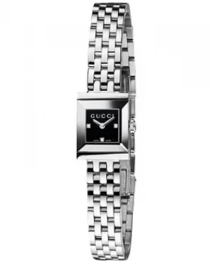 Image of Gucci G-Frame Black Diamond Dial Steel Womens Watch YA128507 YA128507