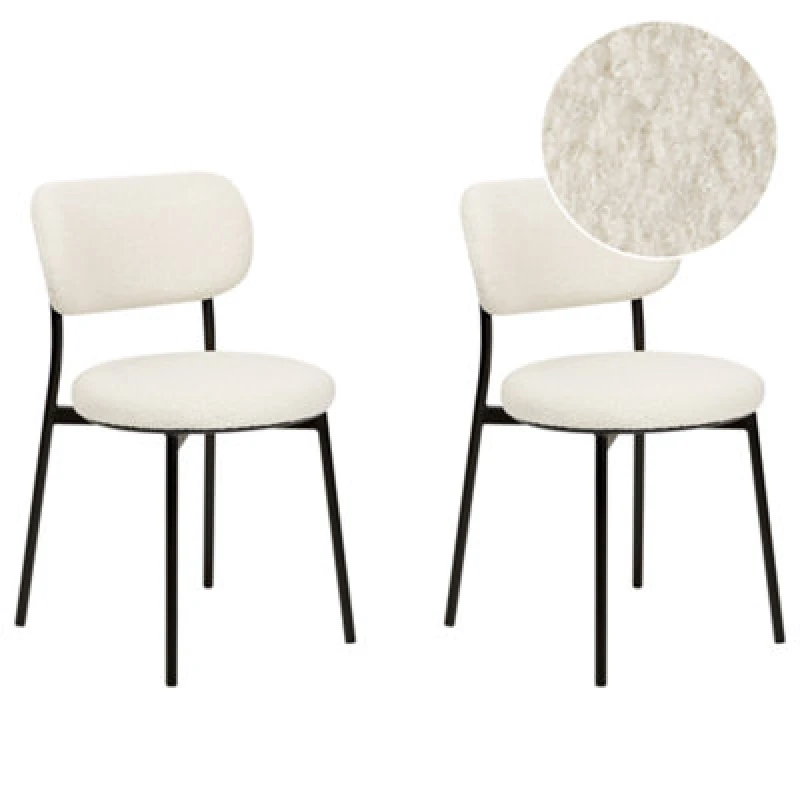 Image of Beliani Set Of 2 Dining Chairs Casey Boucle Off-White
