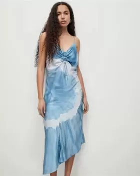 Image of AllSaints Alexia Silk Blend Mariana Midi Dress