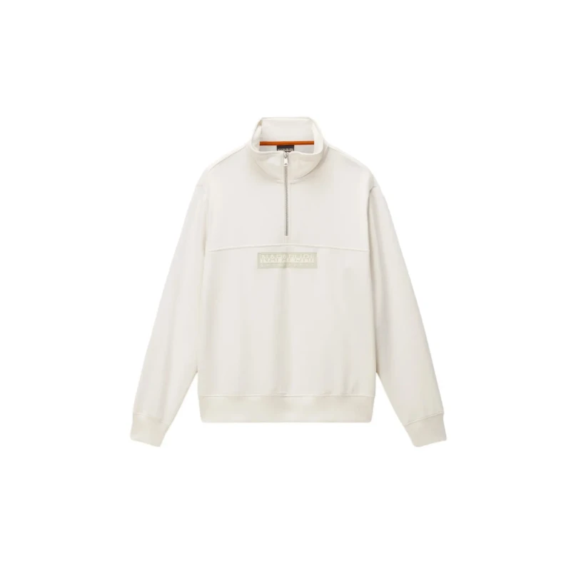 Image of Half Zip Sweatshirt in French Terry Napapijri Box Logo Blanc Male S