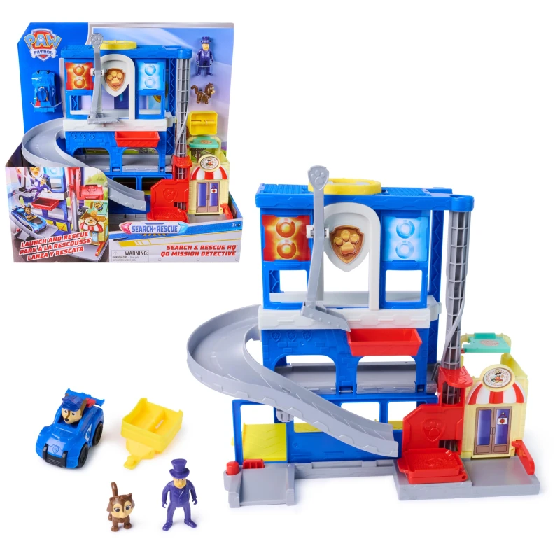 Image of Paw Patrol: Pup Squad Search & Rescue HQ Playset with Chase Pup Squad Racer Humdinger Action Figure and Kitty Pal Kids Toys for Boys and Girls Ages