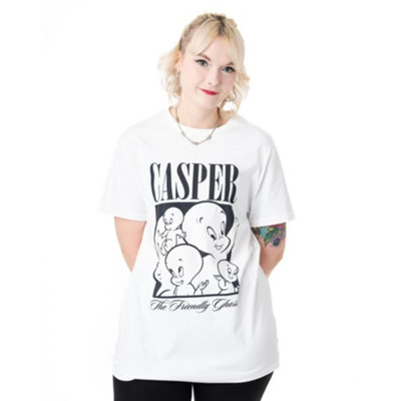 Image of Casper The Friendly Ghost Casper The Friendly Ghost Short Sleeved T-Shirt in White Size: Medium White M Unisex 5063203915545