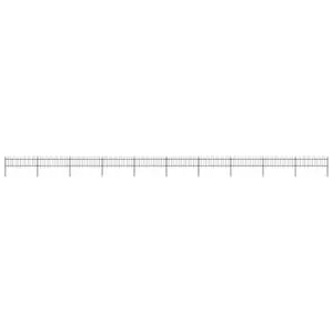 Image of Vidaxl Garden Fence With Hoop Top Steel 17X0.6 M Black