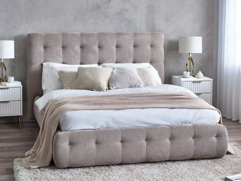 Image of Julian Bowen Odette 5ft King Size Taupe Fabric Bed Frame