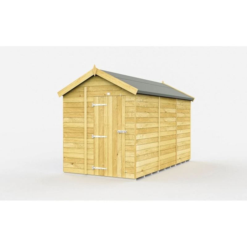 Image of Buttercup Farm 7 x 12 Feet Apex Shed - Single Door W/O Window - L358 x W214 x H217cm in Brown Brown Unisex