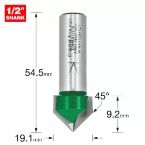 Image of Trend CRAFTPRO Chamfer V Grovve Router Cutter 18.4mm 17mm 1/2"
