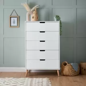 Image of Obaby Maya Tall 5 Drawer Chest, White White