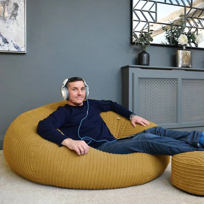 Image of rucomfy Beanbags rucomfy Goliath Beanbag - Jumbo Cord - Mustard, Yellow 009-GOL-MUS