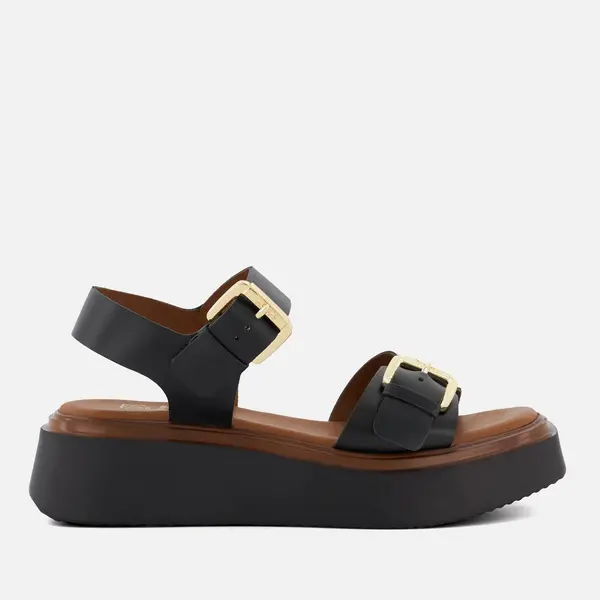 Image of Dune Womens Loells Leather Flatform Sandals - UK 3 Black Sandals female 0079510830005484 3