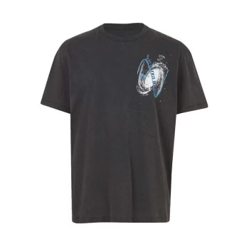 Image of AllSaints Intergala Short Sleeve Crew - Jet Black
