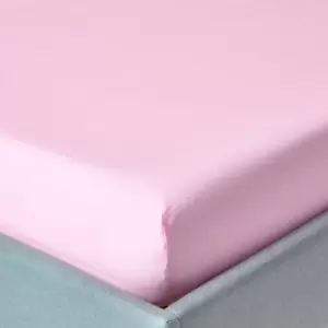 Image of Pink Egyptian Cotton Deep Fitted Sheet 200 Thread Count, Double - Pink - Pink - Homescapes