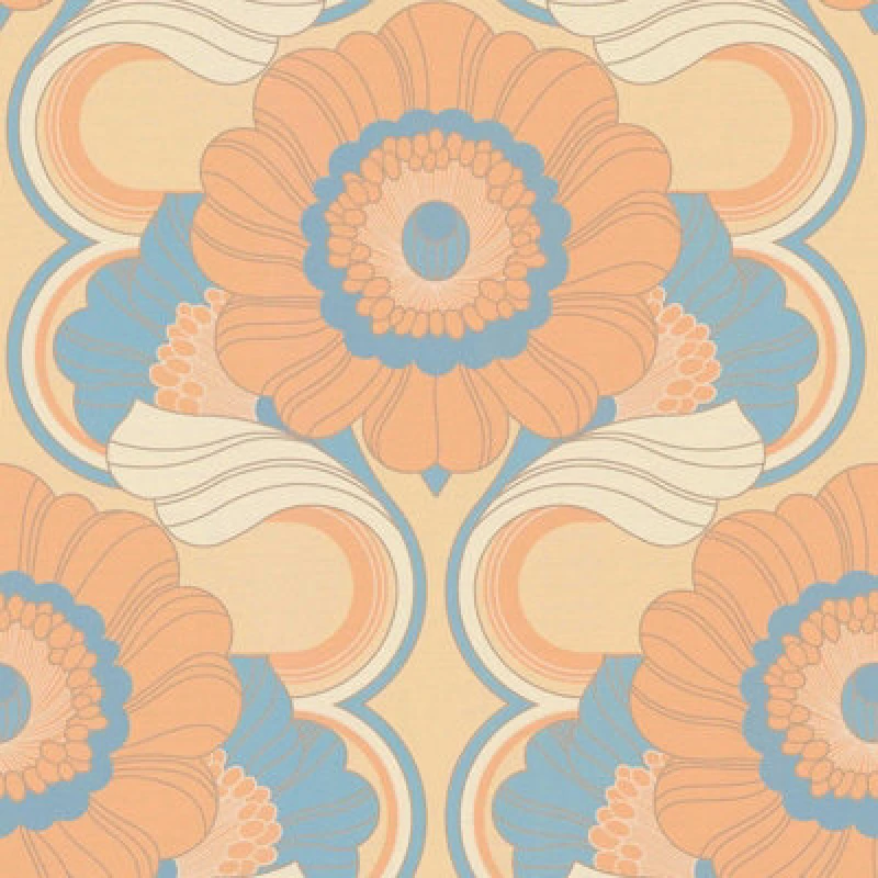 Image of Lyte As Creation 70's Retro Floral Chic Turquoise Wallpaper Textured Paste The Wall