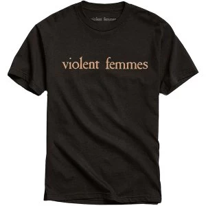 Image of Violent Femmes - Salmon Pink Vintage Logo Unisex Large T-Shirt - Black
