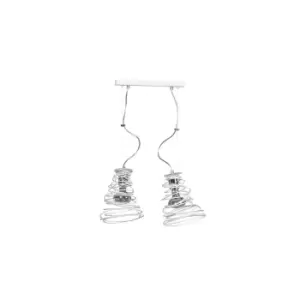 Image of Twist White Wire Frame Pendant Ceiling Light 2x E27