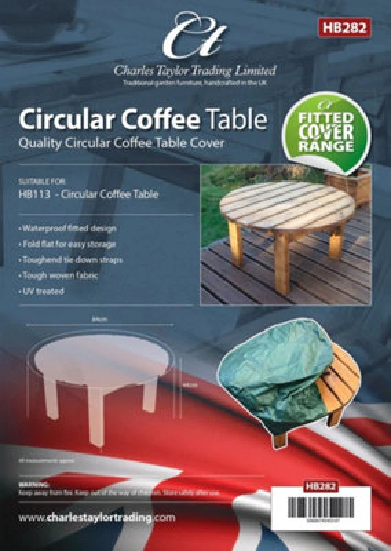 Image of Charles Taylor Round Circular Coffee Table Outdoor Furniture Fitted Cover Green
