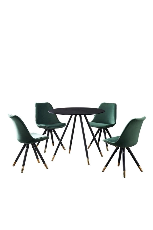 Image of Life Interiors Life Interiors Sofia' Dorchester LUX Dining Set with a Table and Chairs Set of 4 in Green Green One Size Unisex 5060926385204