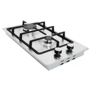 image of Cookology GH309SS 30cm Built-in Domino Gas Hob With Cast-iron Stands - Stainless Steel