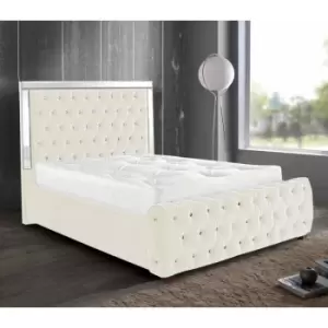 Image of Envisage Trade - Elegance Mirrored Upholstered Beds - Plush Velvet, Small Double Size Frame, Cream - Cream