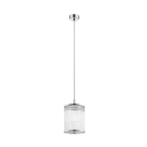 Image of Sergio Cylindrical Pendant Ceiling Light, Chrome, 1x E14