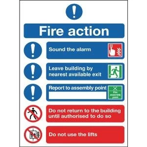 Image of Safety Sign Fire Action Symbols A4 Self Adhesive FR09950S