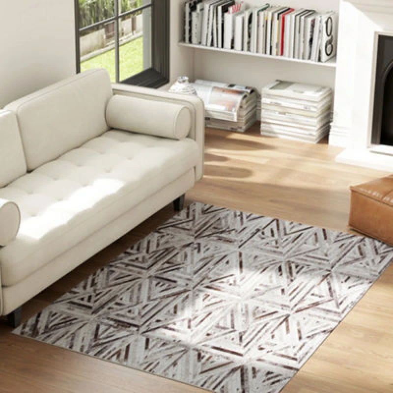Image of HOMCOM Non-Slip Washable Rug, Chenille Floor Carpet for Living Room, Brown, Brown 83C-040V70BN