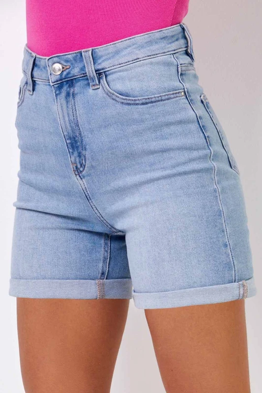 Image of Roman Womens Stretch Denim Mom Shorts in Light Blue Size: 18 Light Blue Female 18