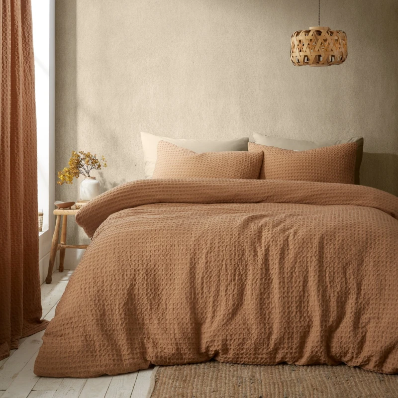 Image of Pineapple Elephant 'Muscat Waffle' Duvet Cover Set Terracotta