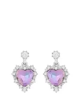 image of Mood Silver Purple Aurora Borealis Heart Drop Earrings, Silver, Women