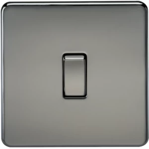 Image of KnightsBridge 10A 1G 2 Way 230V Screwless Black Nickel Electric Wall Plate Switch