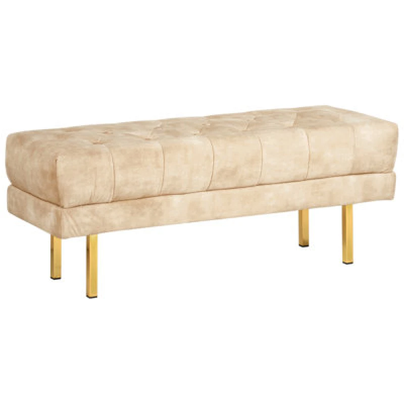Image of Beliani Bench Roseville Velvet Beige