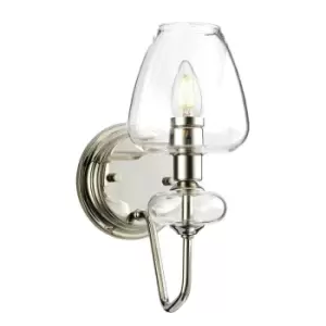 Image of Wall Light Highly Polished Nickel Finish Clear Glass Shades LED E14 40W