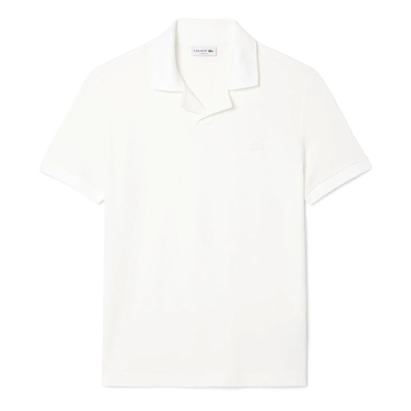 Image of Lacoste Classic Fit Open Neck Paris Polo Shirt White male M