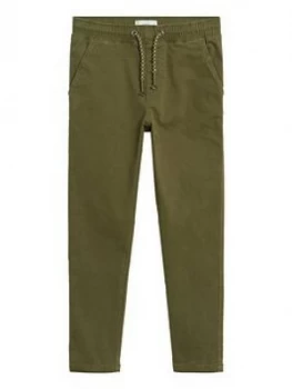 Image of Mango Boys Elasticated Waist Trousers - Khaki, Size 13-14 Years