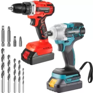 Image of VEVOR Cordless Drill Combo Kit, 20V Max Cordless Drill 2 Speeds, 2/5" Keyless Chuck Electric Screwdriver, 1239 in-lbs Torque Impact Driver, Lithium-Io