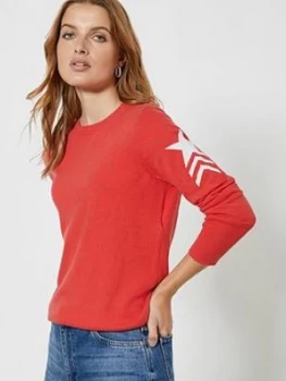 image of Mint Velvet Watermelon Military Jumper - Red