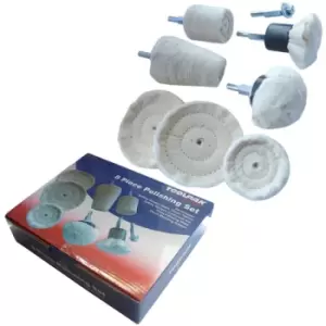 Image of Toolpak Polishing Set, 8 Piece (4 x Polishing Mops, 3 x Buffing Wheels, Adaptor)
